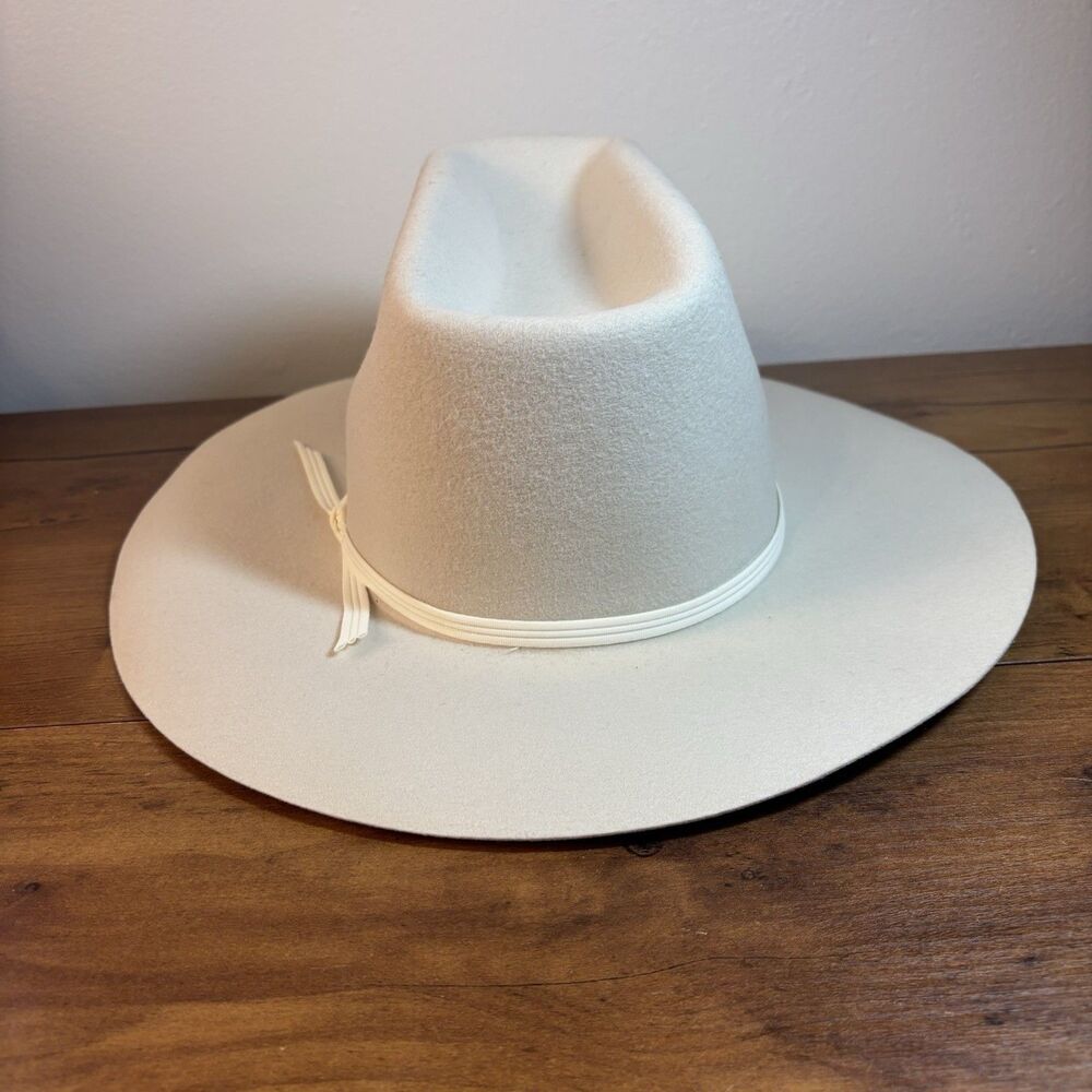 VTG Lanning Belleville Canada Wool Felt Western Cowboy Hat Cream Off-White 7 1/8 - Picture 4 of 11